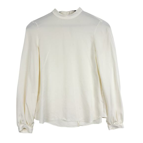 Theory 100% Silk Easy Mock Neck Top Blouse Ivory - P XS - Picture 1 of 11